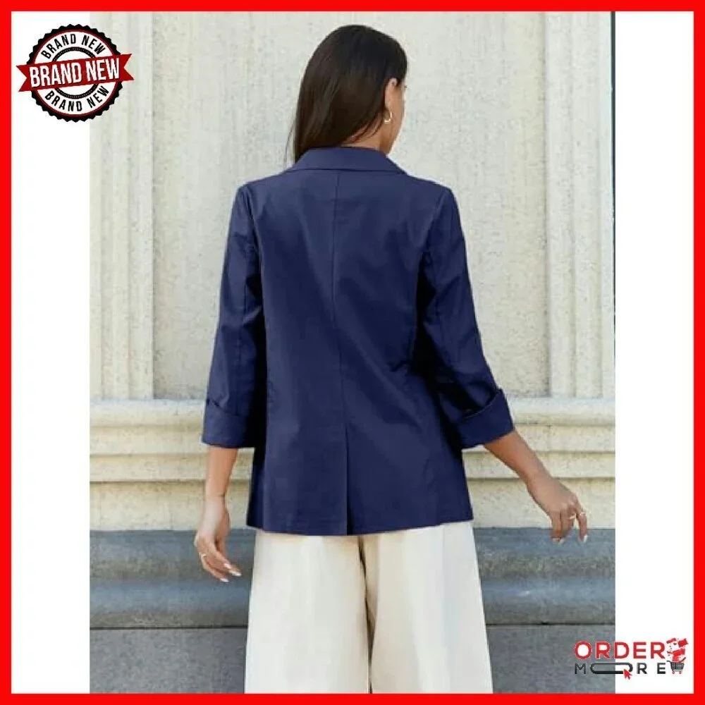 Lightweight Linen Blazer 3/4 Sleeve Women's Work Casual Jacket